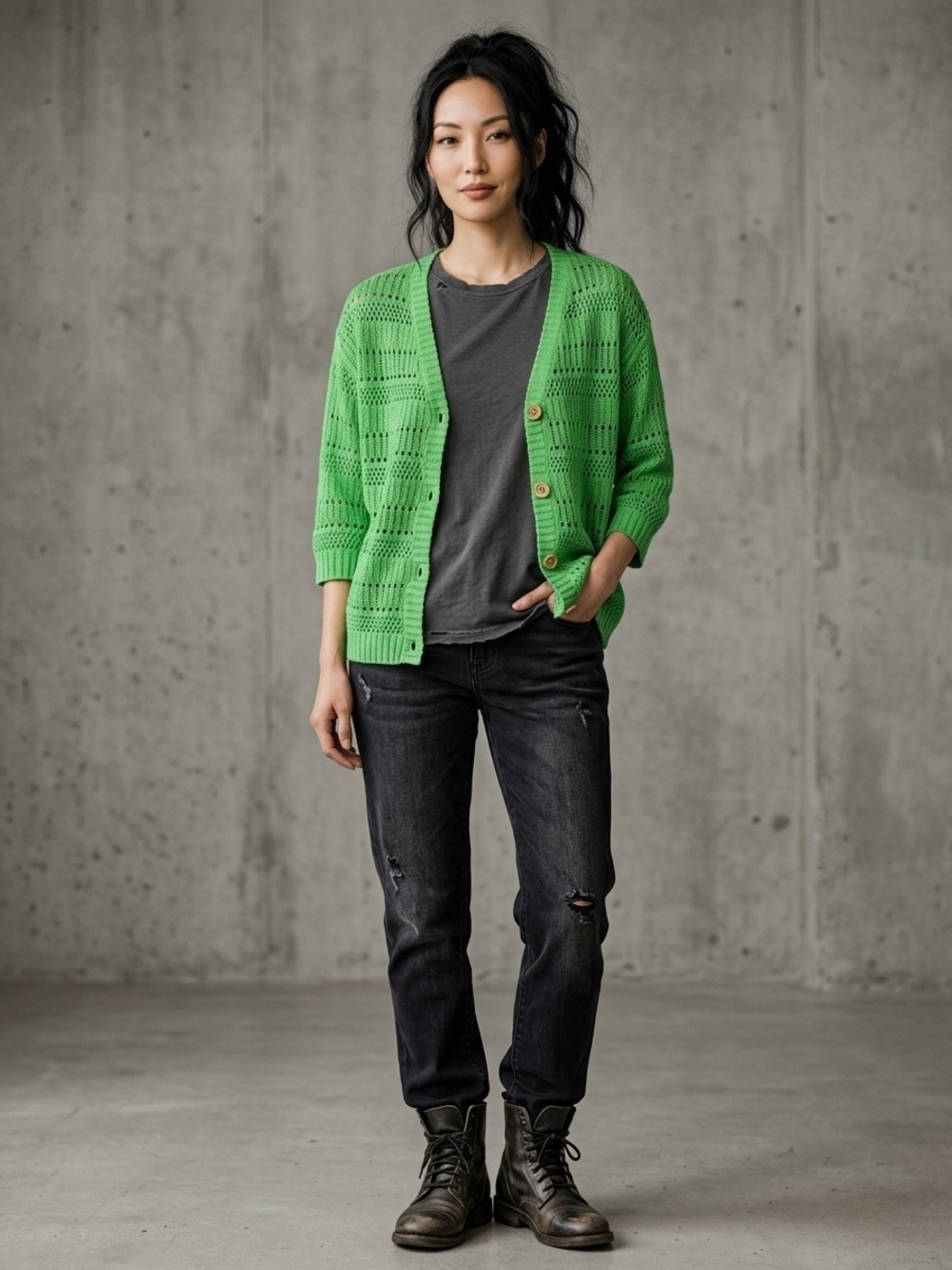 POL Cardigan Top Kelly Green Womens Small NWOT - Picture 5 of 10